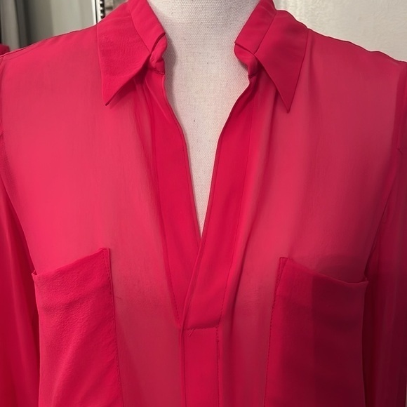 BCBGMAXAZRIA Azalea Pink Sheer Top Size Small - Picture 2 of 10